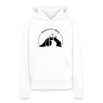 Parce qu’il vit - Sweat à capuche Premium bio Femme - blanc - Devant - Julia (174cm)