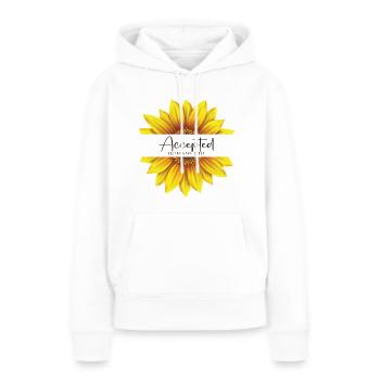 Christliches Sonnenblumendesign Ich bin akzeptiert Römer 8 - Frauen Premium Bio Hoodie - Weiß - Vorne - Julia (174cm)