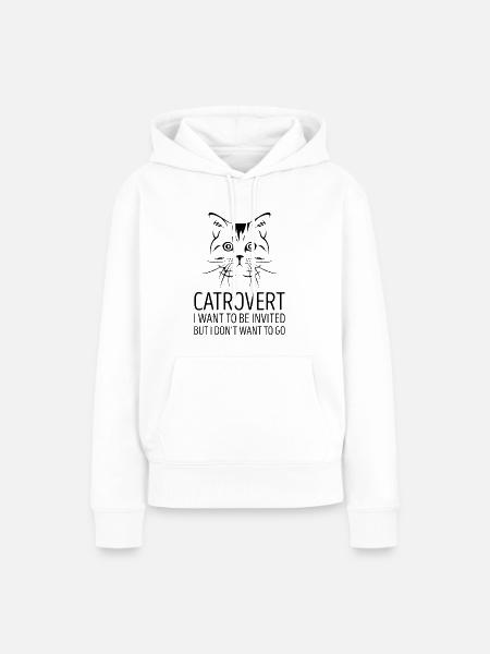 Catrovert Cat Introvert Geschenk - Frauen Premium Bio Hoodie - Weiß