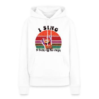 sing burn off crazy retro sunset dark Kopie - Frauen Premium Bio Hoodie - Weiß - Vorne - Julia (174cm)