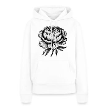 Pfingstrose: Elegante Blüte - Frauen Premium Bio Hoodie - Weiß - Vorne - Julia (174cm)