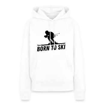 Né pour skier Piste de ski Apres Ski - Sweat à capuche Premium bio Femme - blanc - Devant - Julia (174cm)