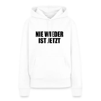 Nie wieder ist jetzt - Frauen Premium Bio Hoodie - Weiß - Vorne - Julia (174cm)