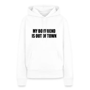my boyfriend if out of town - Sweat à capuche Premium bio Femme - blanc - Devant - Julia (174cm)