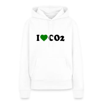 I love co2 - Sweat à capuche Premium bio Femme - blanc - Devant - Julia (174cm)