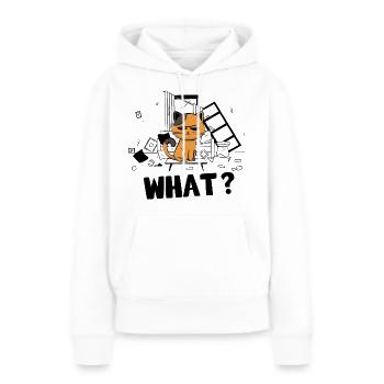 What ? Chat Autin Vilain - Humour Funny Cat - Sweat à capuche Premium bio Femme - blanc - Devant - Julia (174cm)