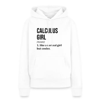 Calcul différentiel Calcul différentiel Calcul - Sweat à capuche Premium bio Femme - blanc - Devant - Julia (174cm)