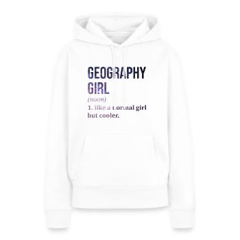 Géographie Géographie Géographie - Sweat à capuche Premium bio Femme - blanc - Devant - Julia (174cm)