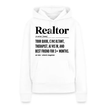 Définition Humour Agent Immobilier - Realtor - Sweat à capuche Premium bio Femme - blanc - Devant - Julia (174cm)