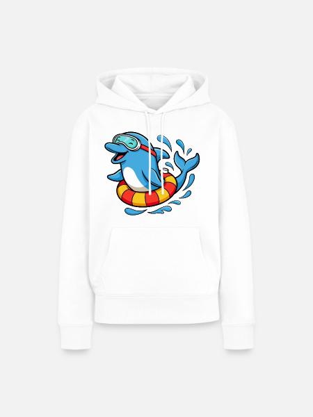 Delfin Schwimmspaß - Frauen Premium Bio Hoodie - Weiß