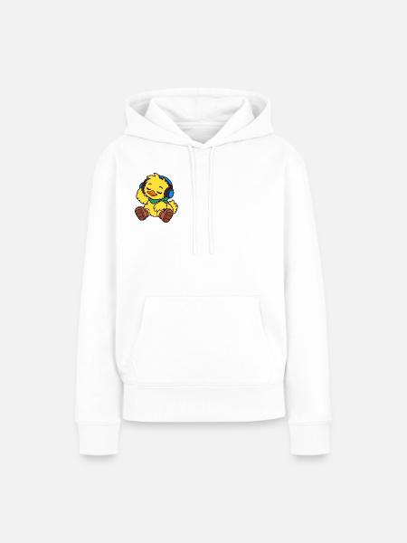 Happy Duck mit Kopfhörern - Frauen Premium Bio Hoodie - Weiß