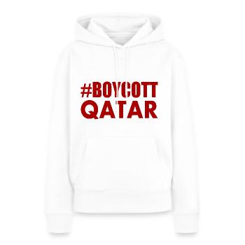 Boycott qatar - Sweat à capuche Premium bio Femme - blanc - Devant - Julia (174cm)