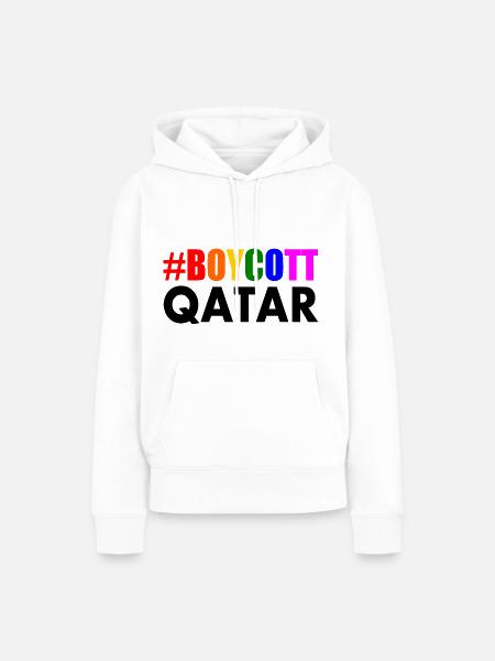 Boycott qatar - Frauen Premium Bio Hoodie - Weiß
