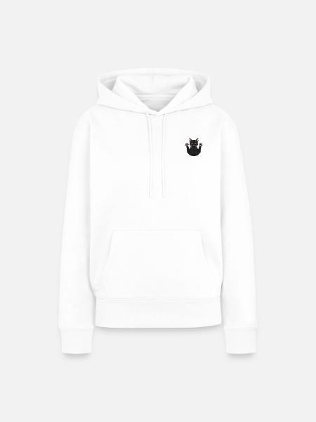 Mit Faden bestickte Katze - Frauen Premium Bio Hoodie - Weiß