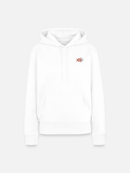 Gestickter Fisch - Frauen Premium Bio Hoodie - Weiß