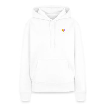 Coeur bicolore jaune-lilas - Sweat à capuche Premium bio Femme - blanc - Devant - Julia (174cm)