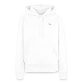 Petit teckel doux caramel - Sweat à capuche Premium bio Femme - blanc - Devant - Julia (174cm)