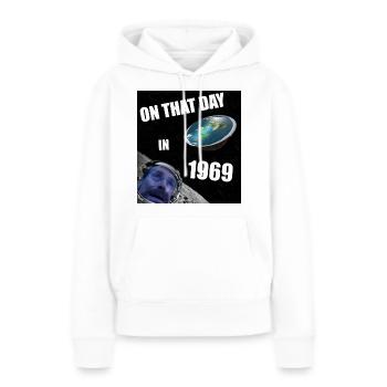 Terre plate cosmos lune t-shirt terre plate - Sweat à capuche Premium bio Femme - blanc - Devant - Julia (174cm)