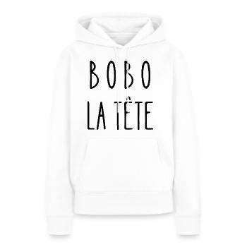 bobo la tête - Sweat à capuche Premium bio Femme - blanc - Devant - Julia (174cm)