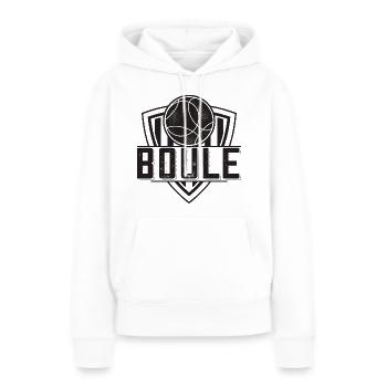 Boule boule boules pour bouler pétanque - Sweat à capuche Premium bio Femme - blanc - Devant - Julia (174cm)