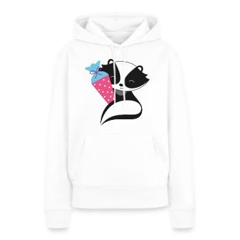Skunk avec cône d’école inscription à l’école - Sweat à capuche Premium bio Femme - blanc - Devant - Julia (174cm)