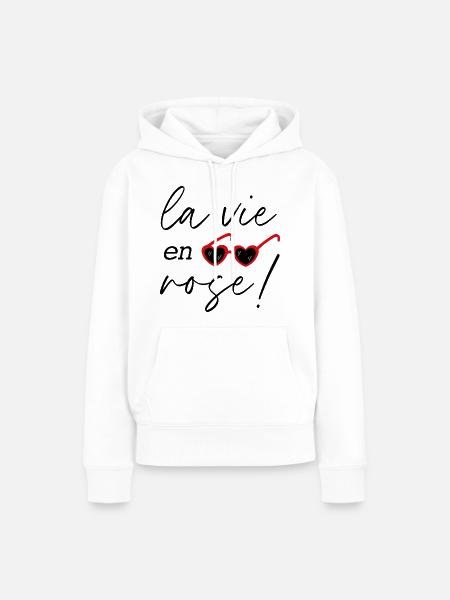 "La vie en rose" - Frauen Premium Bio Hoodie - Weiß