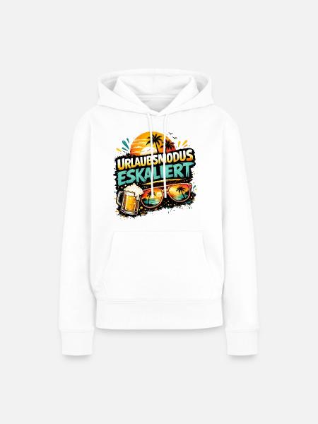 Urlaubsmodus eskaliert Palmen und Bier - Frauen Premium Bio Hoodie - Weiß