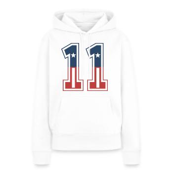 Nummer 11 USA - Frauen Premium Bio Hoodie - Weiß - Vorne - Julia (174cm)