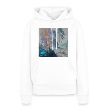 The last forest - Frauen Premium Bio Hoodie - Weiß - Vorne - Julia (174cm)