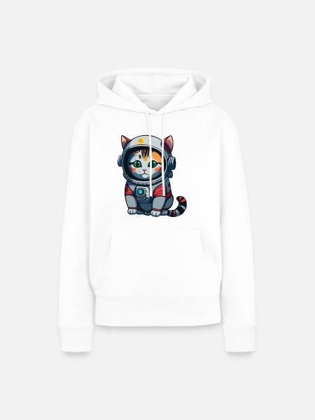 Cyberpunk Astrokatze - Frauen Premium Bio Hoodie - Weiß