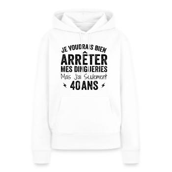 J'ai 40 ans - Anniversaire 40 ans, 40 ans - Sweat à capuche Premium bio Femme - blanc - Devant - Julia (174cm)