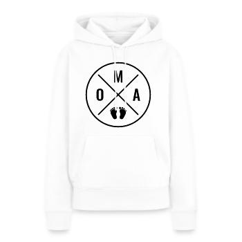OMA HERZ BABY BABYFÜßE LIEBE (Farbe anpassbar) OMA - Frauen Premium Bio Hoodie - Weiß - Vorne - Julia (174cm)