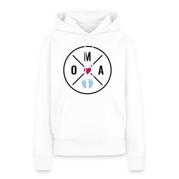 OMA HERZ BABY BABYFÜßE LIEBE Farben anpassbar OMA - Frauen Premium Bio Hoodie - Weiß - Vorne - Julia (174cm)