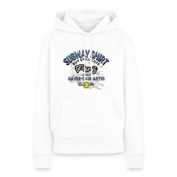 Subway shirt Paris Havre Caumartin L3 3 - Sweat à capuche Premium bio Femme - blanc - Devant - Julia (174cm)