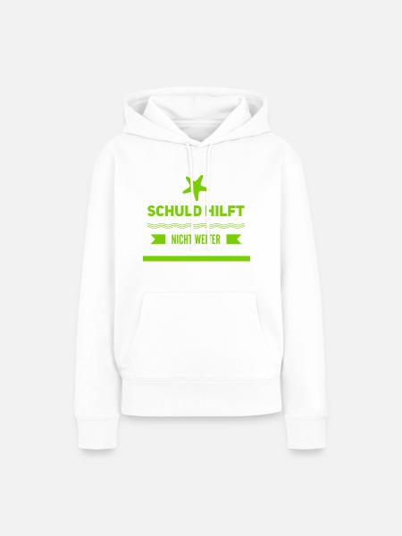 Schuld hilft nicht weiter - Frauen Premium Bio Hoodie - Weiß
