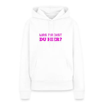 was geht ab? - Frauen Premium Bio Hoodie - Weiß - Vorne - Julia (174cm)