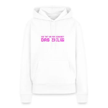 schreite zur Tat - Frauen Premium Bio Hoodie - Weiß - Vorne - Julia (174cm)
