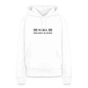 wählen wir den Notruf - Frauen Premium Bio Hoodie - Weiß - Vorne - Julia (174cm)