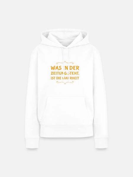 Zeitungen sind super - Frauen Premium Bio Hoodie - Weiß