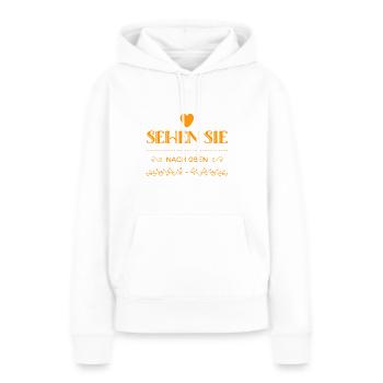 nach oben kucken - Frauen Premium Bio Hoodie - Weiß - Vorne - Julia (174cm)