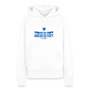 die Gefahr steigt - Frauen Premium Bio Hoodie - Weiß - Vorne - Julia (174cm)