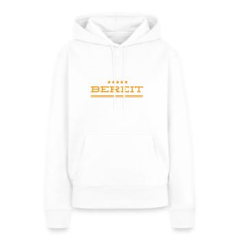 am Start - Frauen Premium Bio Hoodie - Weiß - Vorne - Julia (174cm)