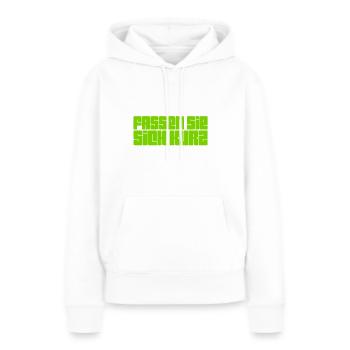 bitte kurz fassen - Frauen Premium Bio Hoodie - Weiß - Vorne - Julia (174cm)