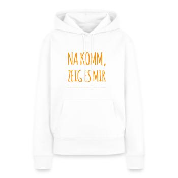 zeig es mir - Frauen Premium Bio Hoodie - Weiß - Vorne - Julia (174cm)