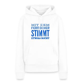 der Fernseher ist kaputt - Frauen Premium Bio Hoodie - Weiß - Vorne - Julia (174cm)