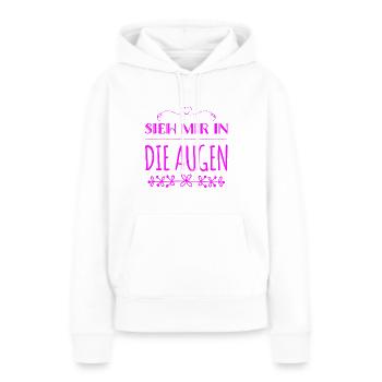ich steh auf Augenkontakt - Frauen Premium Bio Hoodie - Weiß - Vorne - Julia (174cm)