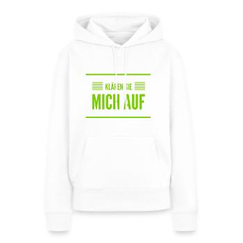 klären sie mich auf - Frauen Premium Bio Hoodie - Weiß - Vorne - Julia (174cm)