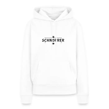 vor dir steht ein Schnorrer - Frauen Premium Bio Hoodie - Weiß - Vorne - Julia (174cm)