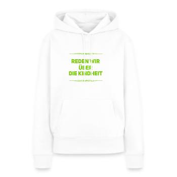 über die Kindheit - Frauen Premium Bio Hoodie - Weiß - Vorne - Julia (174cm)