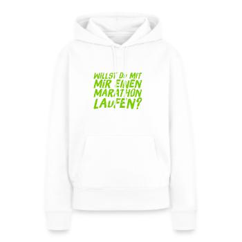 Lust auf einen Marathon? - Frauen Premium Bio Hoodie - Weiß - Vorne - Julia (174cm)